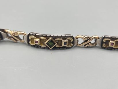 Yellow gold and silver bracelet with geometrical...