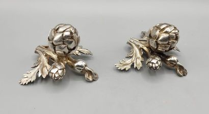 Pair of decorative silver elements (melted...