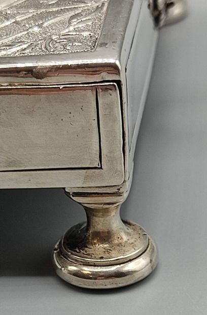 Silver inkwell / writing box with a bell...