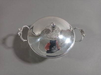 Silver covered broth with full decoration...