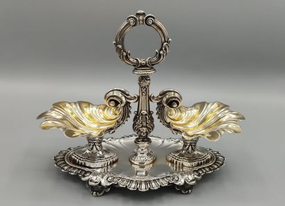 Large pair of silver and vermeil double-salters.

Salerons...