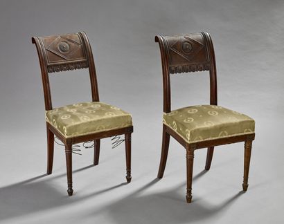 Paire de chaises en acajou et placage d'acajou...