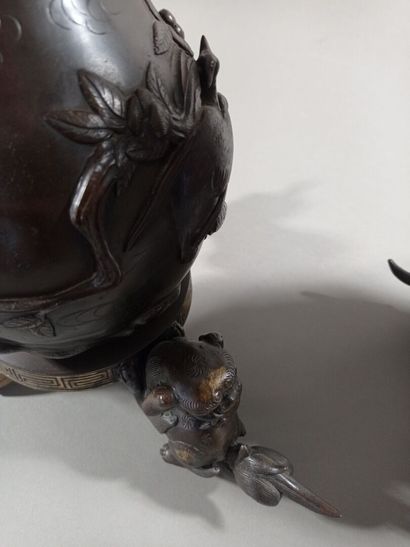 CHINE ou JAPON.

Paire de vases en bronze...