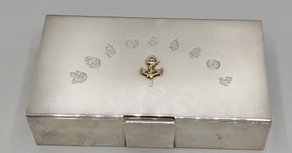 Rectangular box entirely in silver with on...