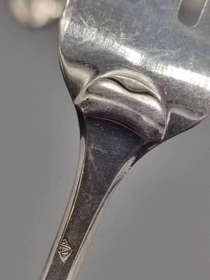 Service of forks (12) with oysters in silver...