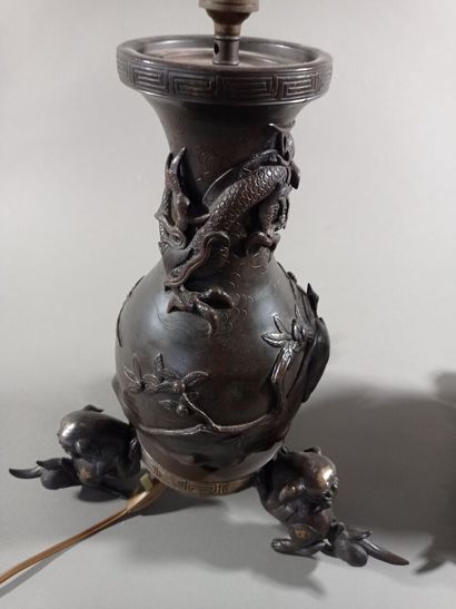 CHINE ou JAPON.

Paire de vases en bronze...
