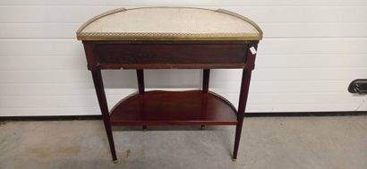 Console de forme demi-lune en acajou et placxage...
