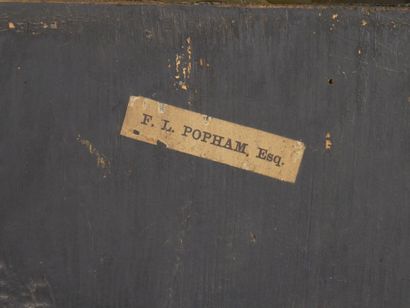 Important cartel et sa console de forme mouvementée...