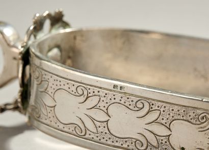 Paire d'eperons à roulettes en argent et...