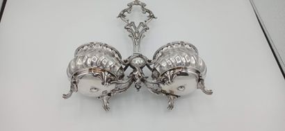 Porte-huilier en argent complet comprenant...