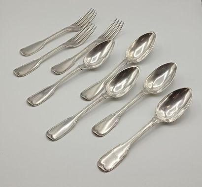 Rare partie de ménagère en argent modèle...