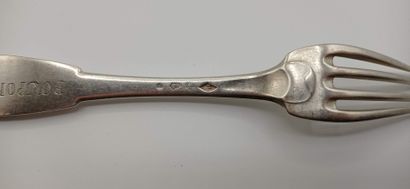 Partie de ménagère en argent modèle uni-plat...