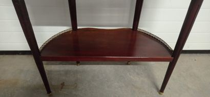 Console de forme demi-lune en acajou et placxage...