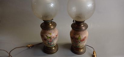 Paire de lampes à pétrole de style japonisant.

Corps...
