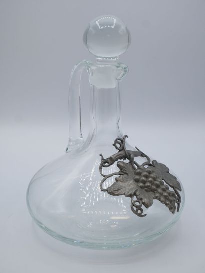 Carafe / Décanteur en cristal (?) avec décor...