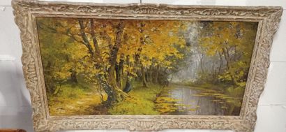 Drouet.

Paysage d'automne.

Huile sur panneau

Signée.

Dans...