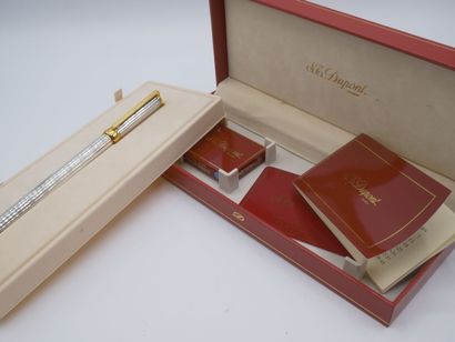 Stylo plume en métal argenté blanc et doré...