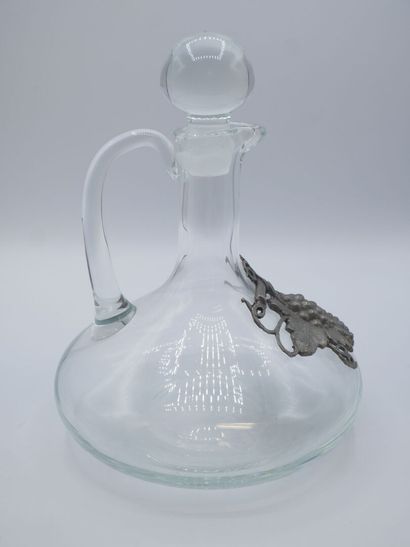 Carafe / Décanteur en cristal (?) avec décor...