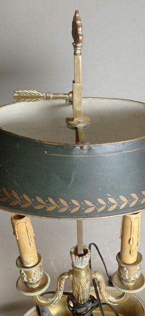 Lampe bouillote en bronze à deux bras de...