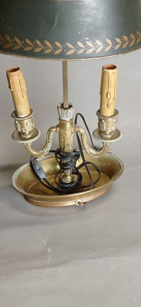 Lampe bouillote en bronze à deux bras de...