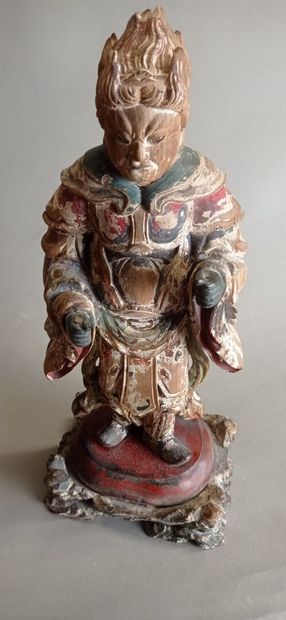 CHINE

Paire de sujets en bois sculpté et...