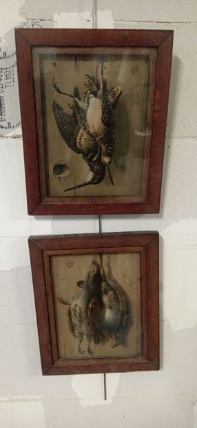 Paire de chromolithographie en relief et...
