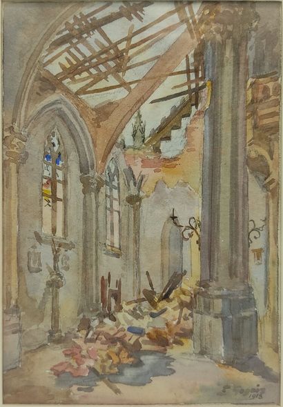 GOGOIS

Vue d'intérieur d'église, 1918

Aquarelle,...