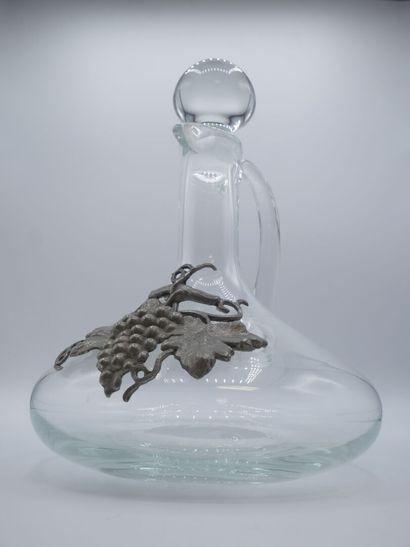 Carafe / Décanteur en cristal (?) avec décor...