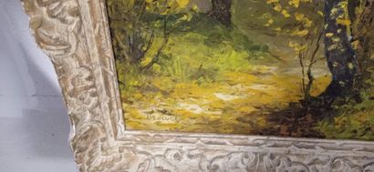 Drouet.

Paysage d'automne.

Huile sur panneau

Signée.

Dans...