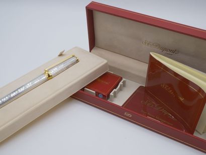 Stylo plume en métal argenté blanc et doré,...