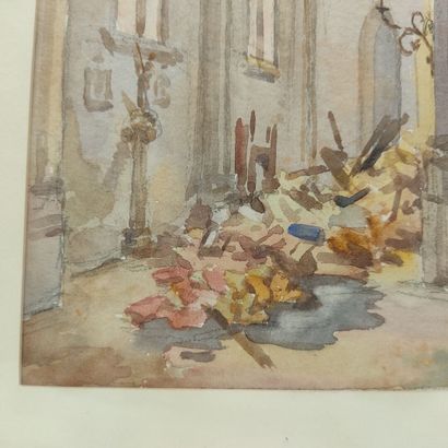 GOGOIS

Vue d'intérieur d'église, 1918

Aquarelle,...
