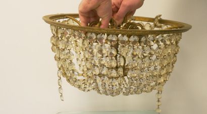 
Petit lustre à 10 lumières en bronze et...