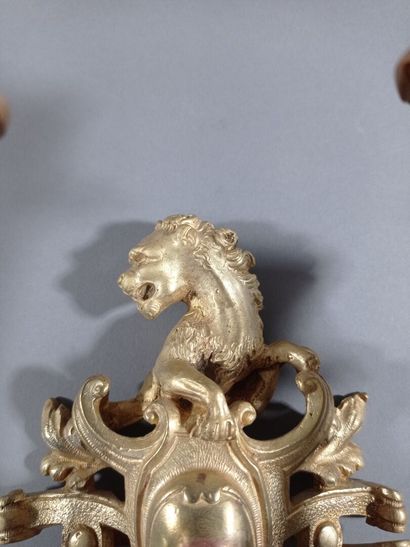 Paire d'appliques en bronze doré et ciselé...