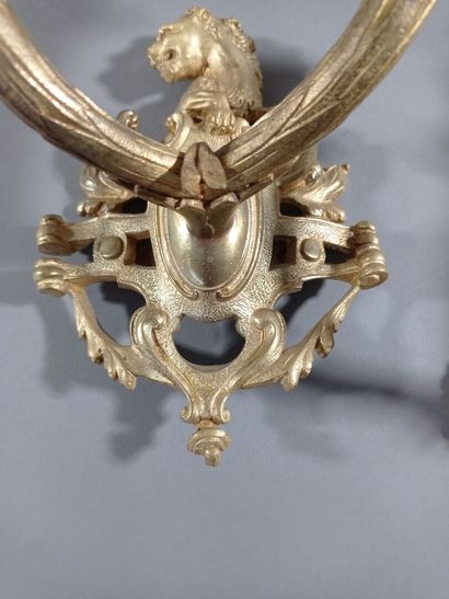Paire d'appliques en bronze doré et ciselé...