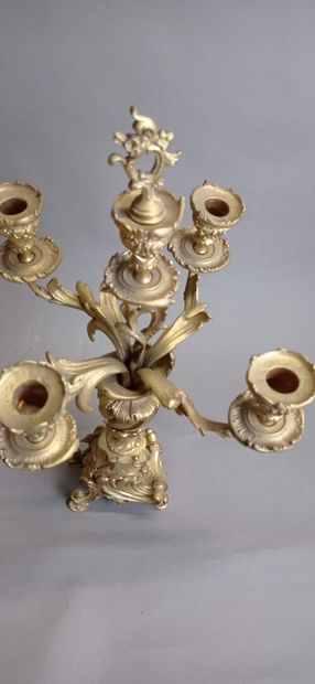 Garniture de cheminée en bronze doré et ciselé...