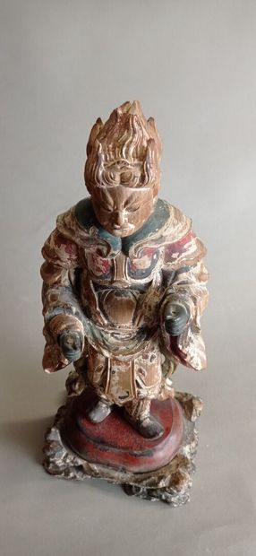 CHINE

Paire de sujets en bois sculpté et...