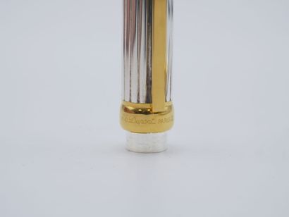 Stylo plume en métal argenté blanc et doré...