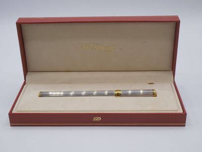 Stylo plume en métal argenté blanc et doré...