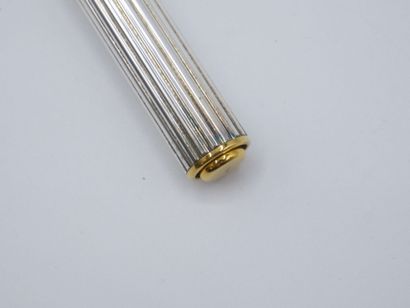 Stylo plume en métal argenté blanc et doré...