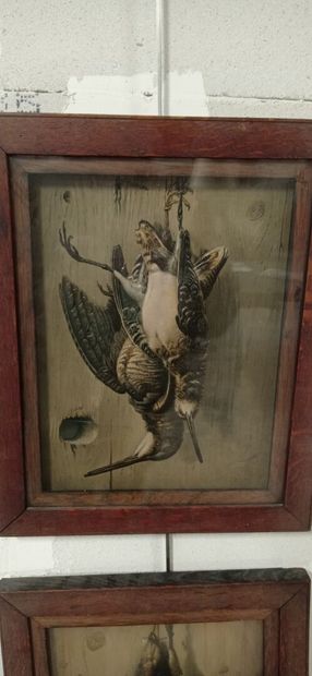 Paire de chromolithographie en relief et...