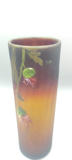 Vase circulaire en verre marmoréen à décor...