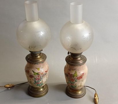 Paire de lampes à pétrole de style japonisant.

Corps...