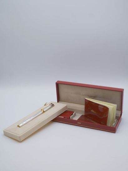Stylo plume en métal argenté blanc et doré,...