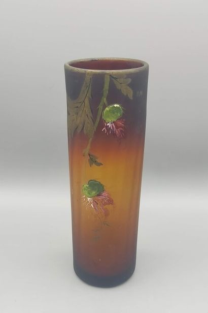 Vase circulaire en verre marmoréen à décor...