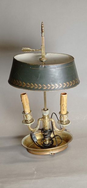 Lampe bouillote en bronze à deux bras de...