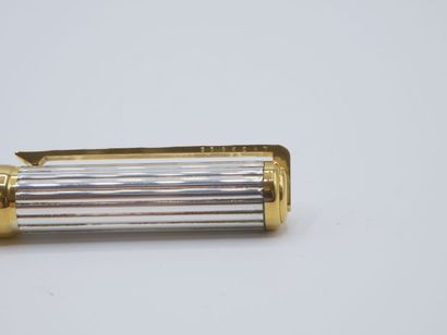 Stylo plume en métal argenté blanc et doré...