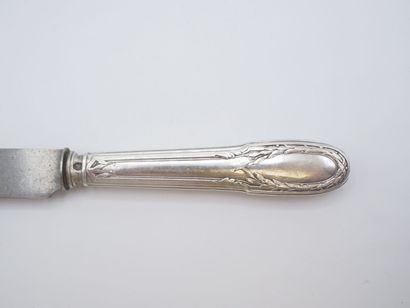 Triple set of knives (36) with silver handles...
