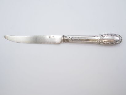 Triple set of knives (36) with silver handles...