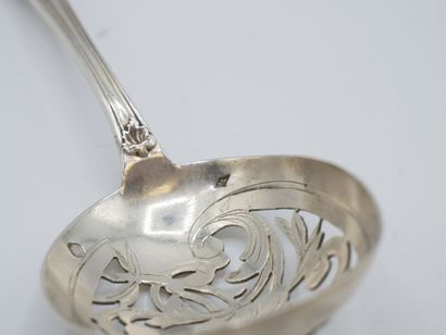 Silver olive spoon in the Louis XV style....