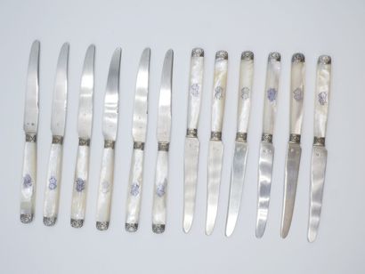 Service of 12 fruit knives with mother-of-pearl...